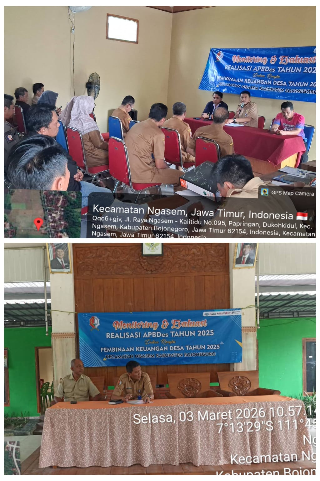 Monitoring dan Evaluasi APBDes Tahun Anggaran 2025 di Desa Ngantru dan Dukohkidul