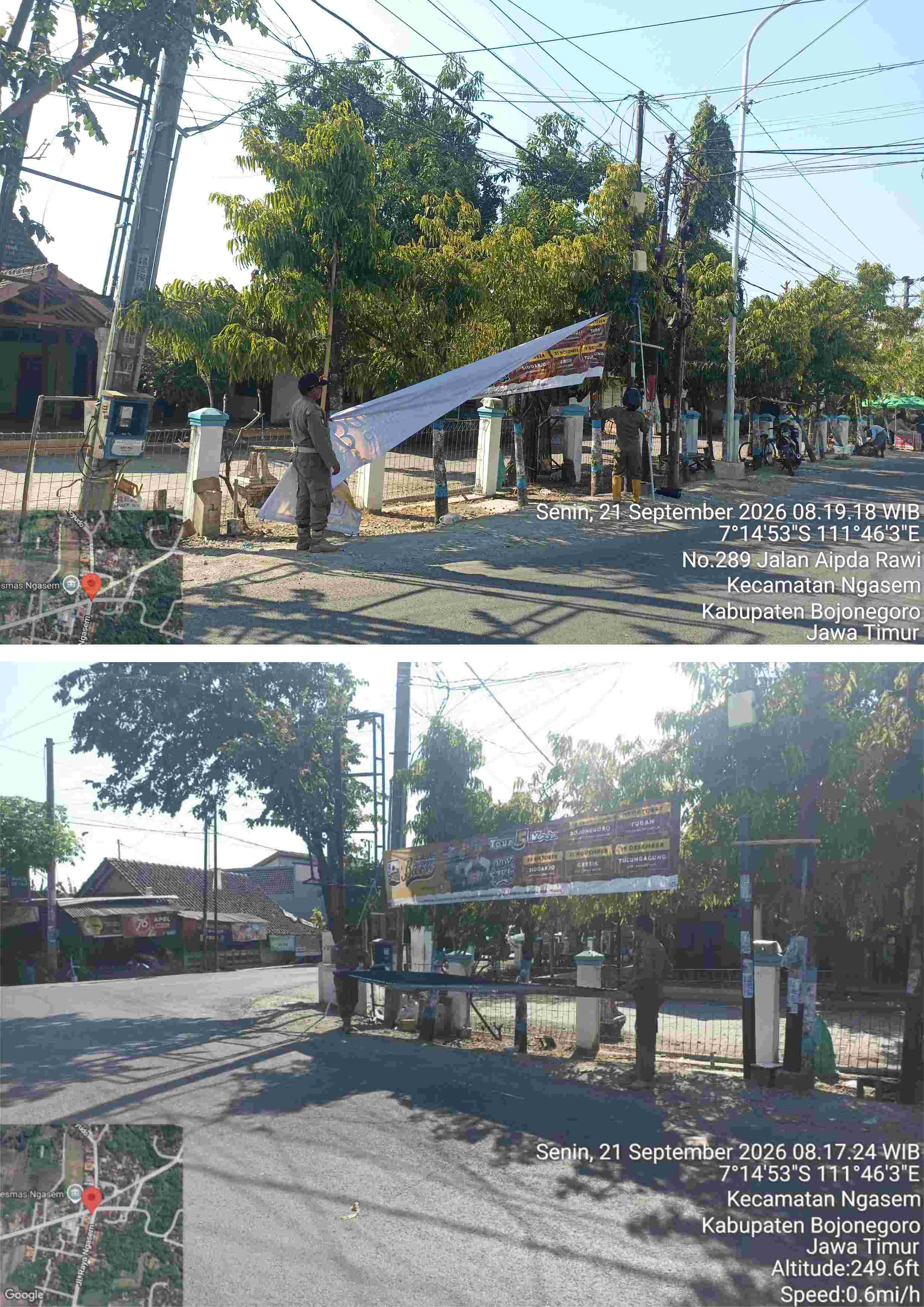 Giat Penertiban Banner Melanggar Perda di Desa Ngasem