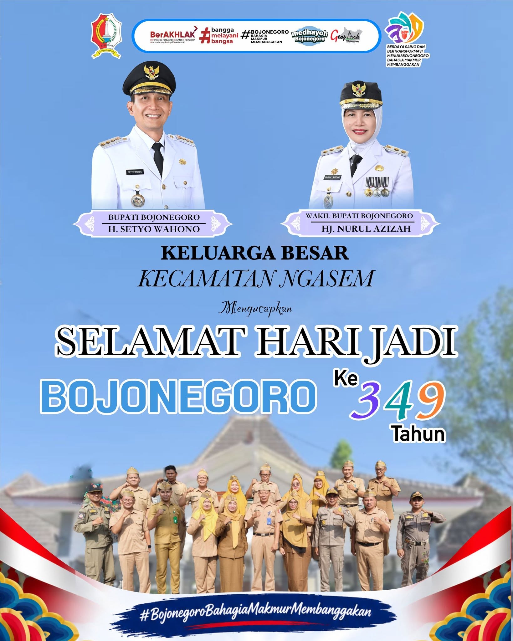 Keluarga Besar Kecamatan Ngasem mengucapkan Selamat Hari Jadi Kabupaten Bojonegoro yang ke-349! 🥳✨